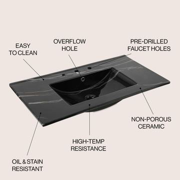 Ancillary 3-Hole 20 in. W x 18.25 in. D Classic Contemporary Rectangular Ceramic Single Sink Basin Vanity Top